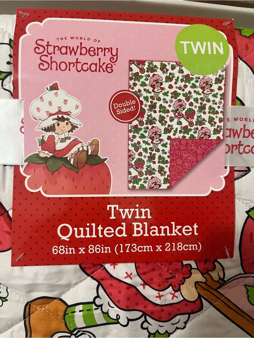 Strawberry Shortcake Twin Quilted Blanket - Pink & Red